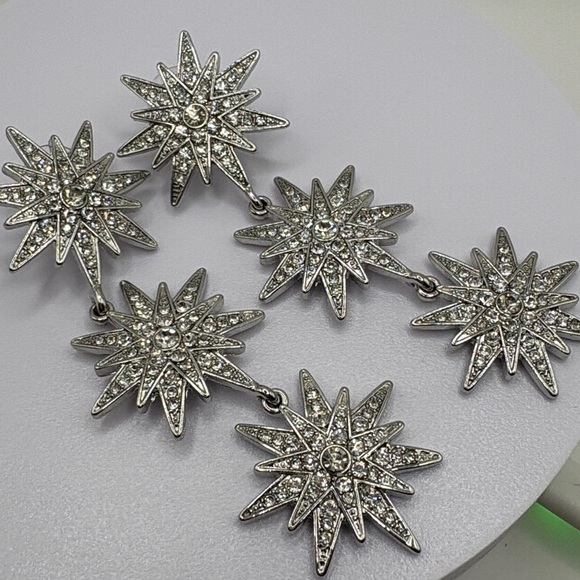 BRIDAL👰 CRYSTAL 🌟 STARBURST Earrings PAGEANT 👸 SWAROVSKI - Picture 7 of 9